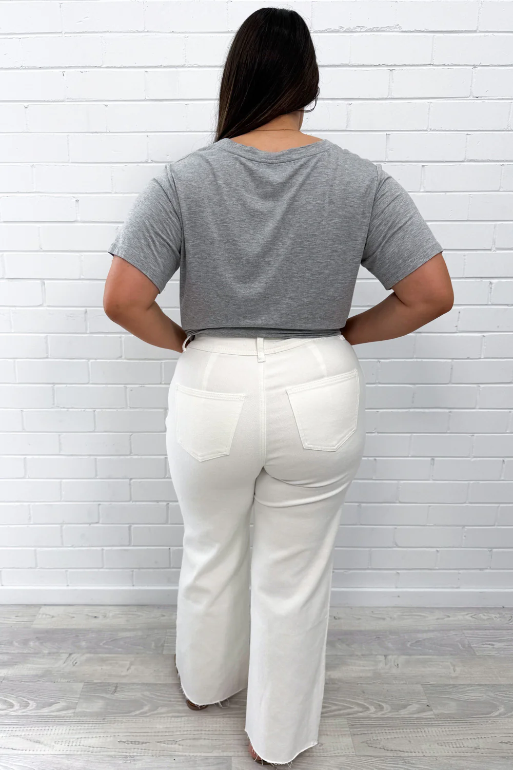 Joni Wide Leg High Rise Denim Jeans - White - Image 49