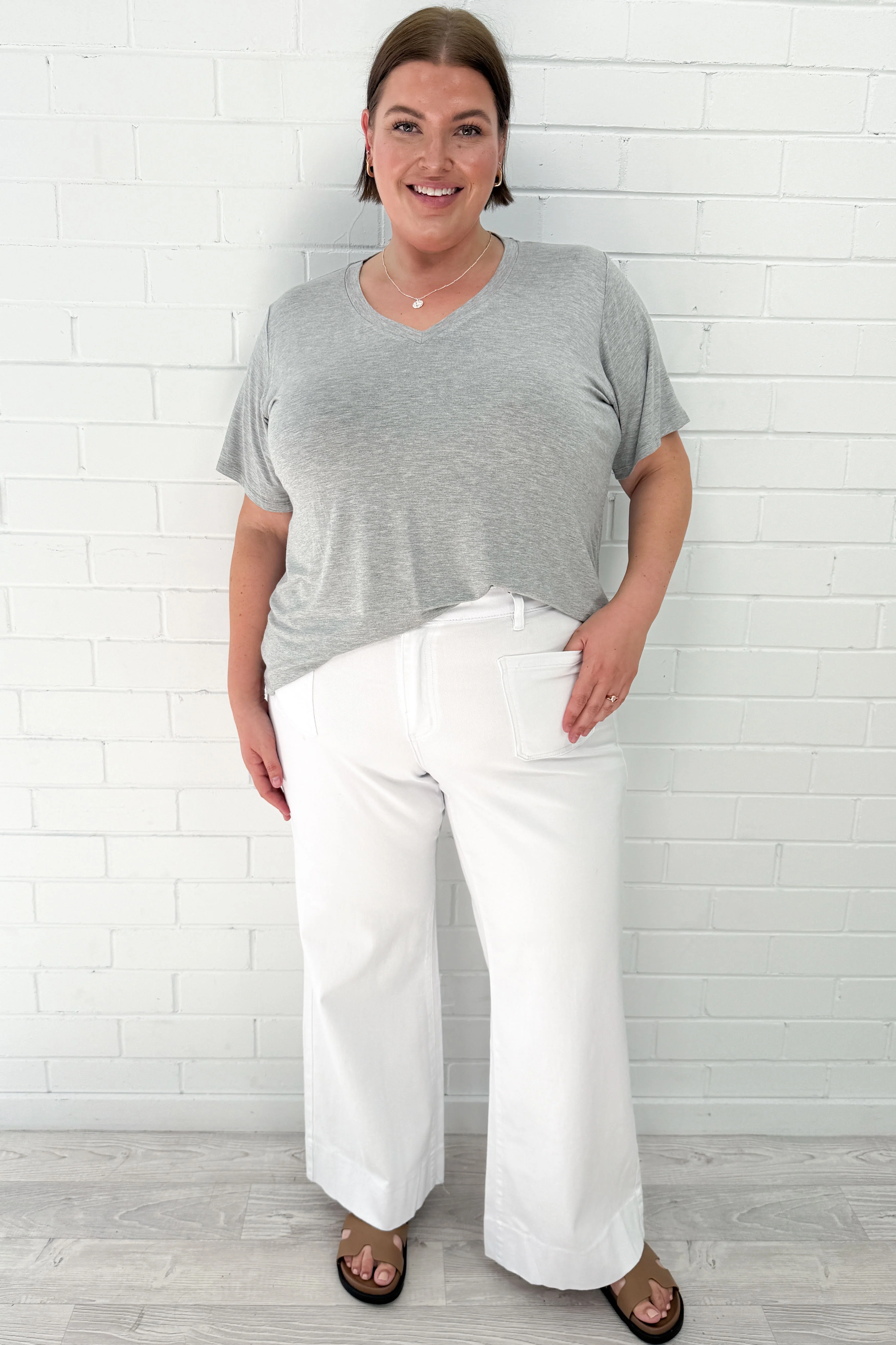 Joni Wide Leg High Rise Denim Jeans - White - Image 50