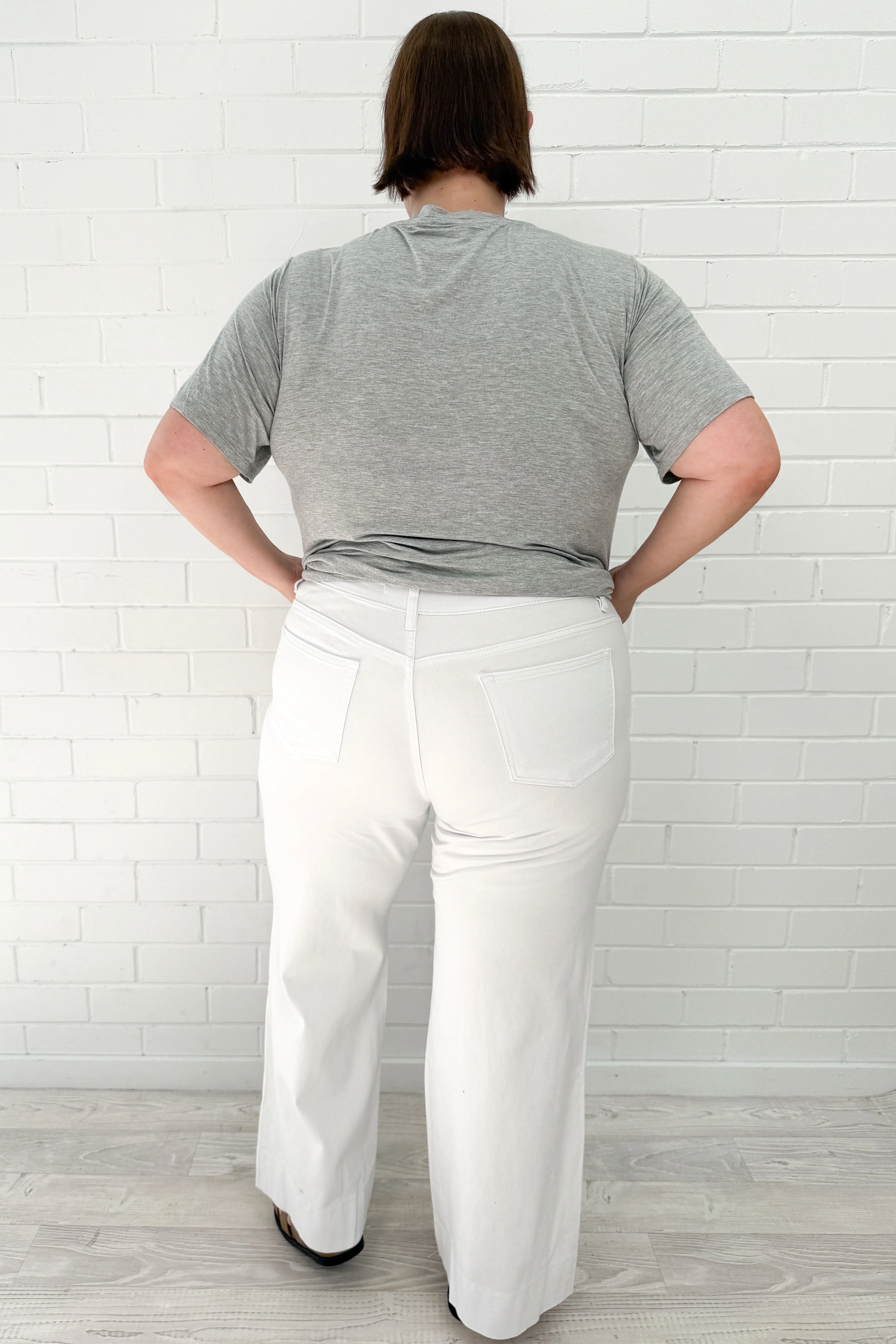 Joni Wide Leg High Rise Denim Jeans - White - Image 52