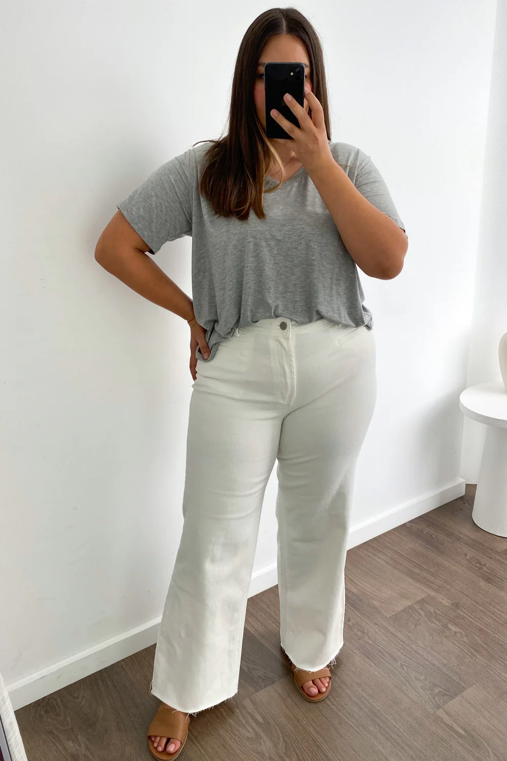 Joni Wide Leg High Rise Denim Jeans - White - Image 53