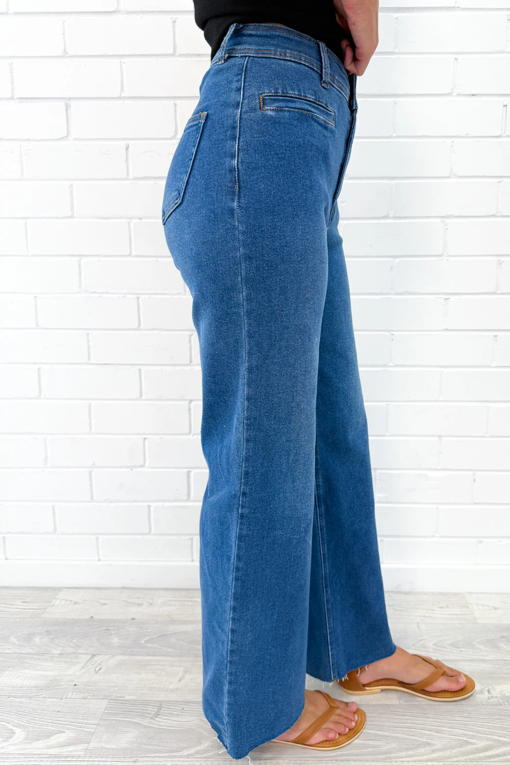 Joni Wide Leg High Rise Denim Jeans - White - Image 6
