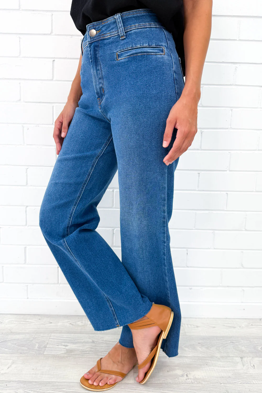 Joni Wide Leg High Rise Denim Jeans - White - Image 8