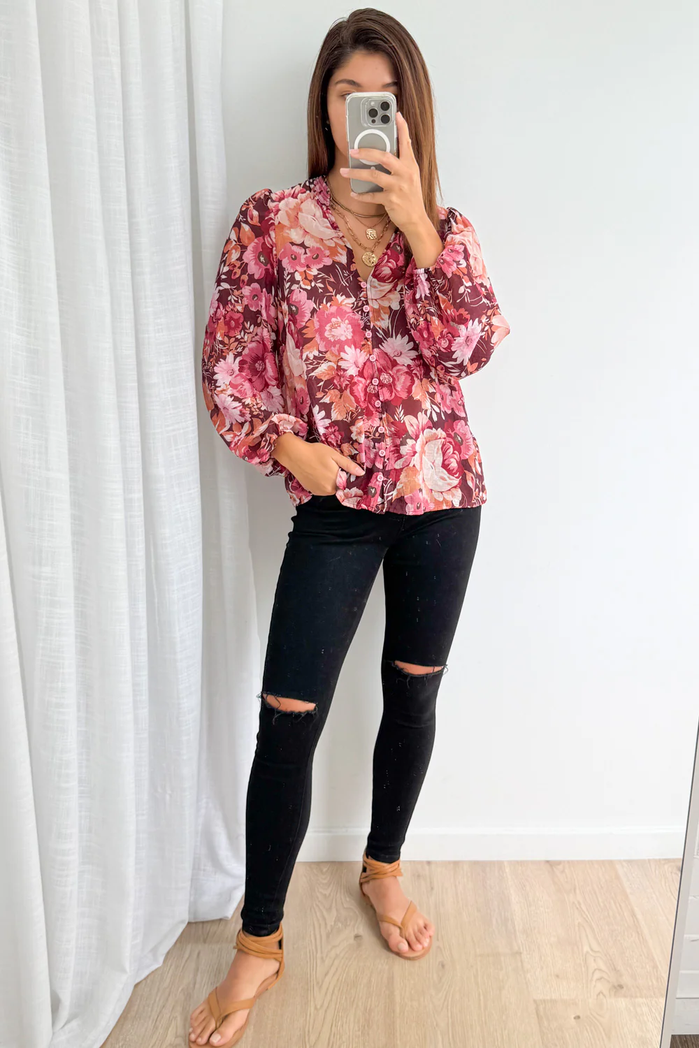 Judy Shirt - Burgundy Floral - Image 10
