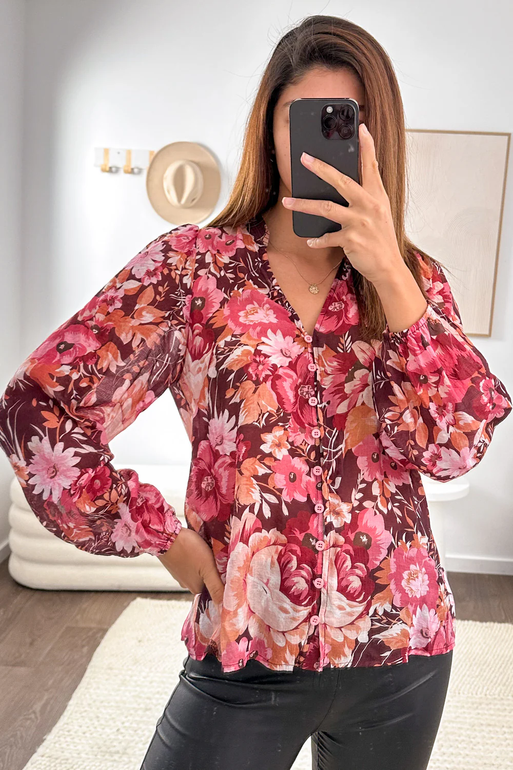 Judy Shirt - Burgundy Floral - Image 11