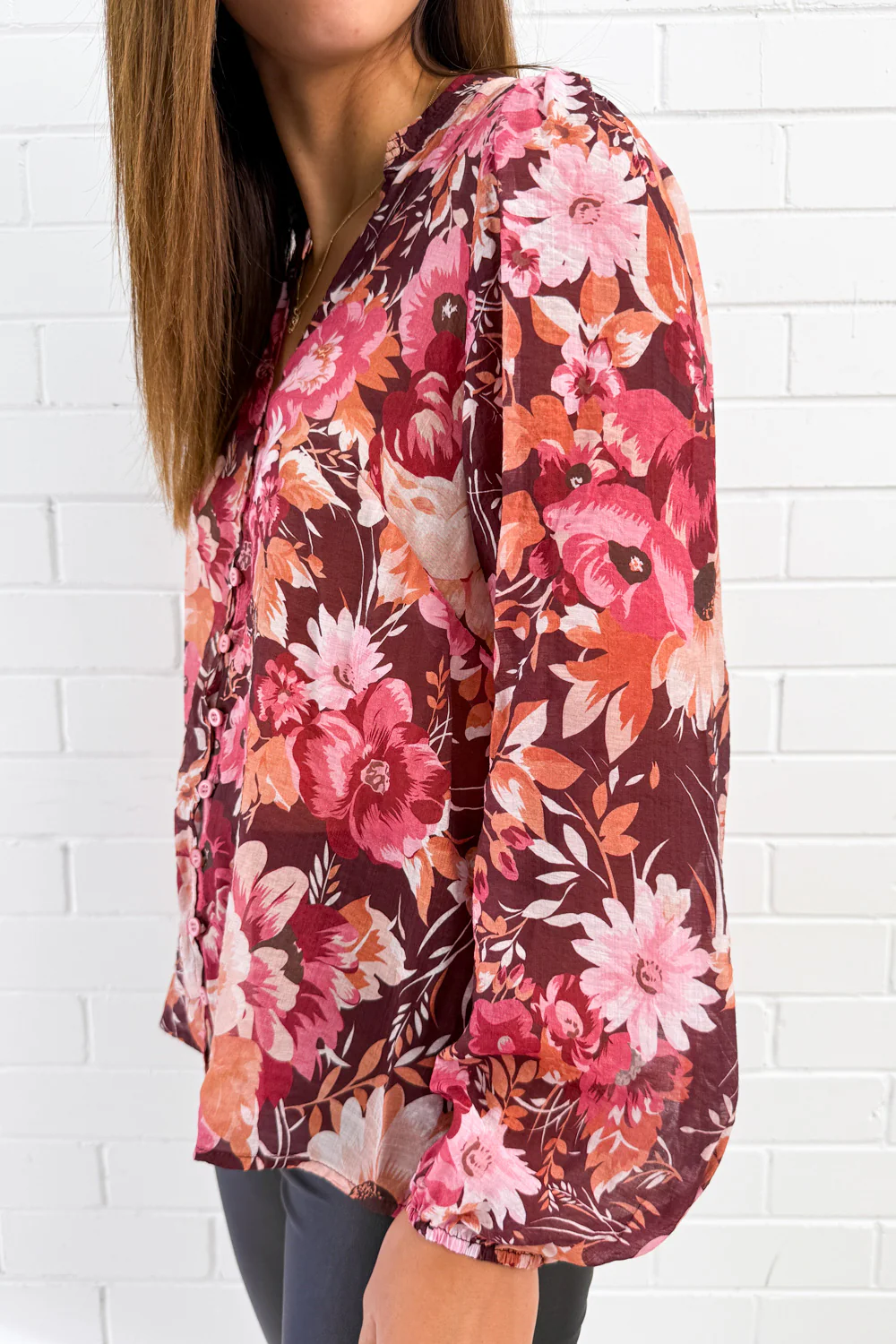 Judy Shirt - Burgundy Floral - Image 14