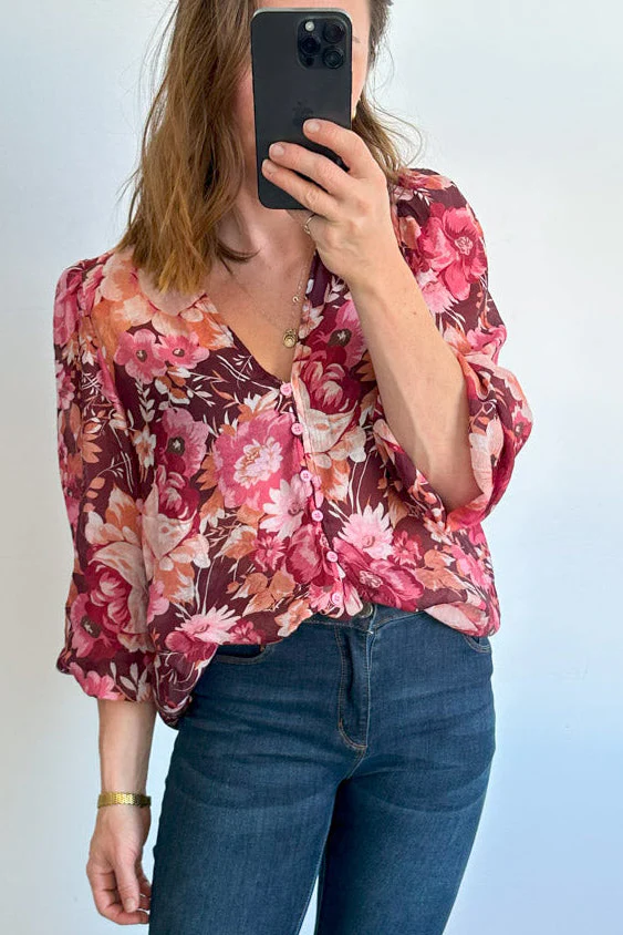 Judy Shirt - Burgundy Floral - Image 17
