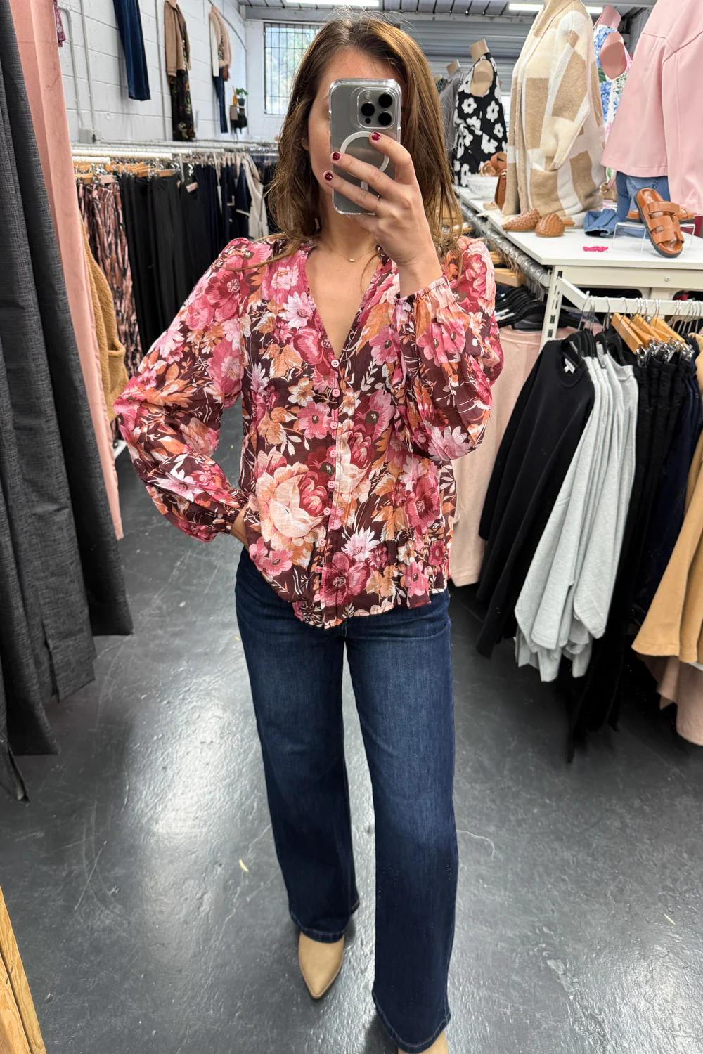 Judy Shirt - Burgundy Floral - Image 18