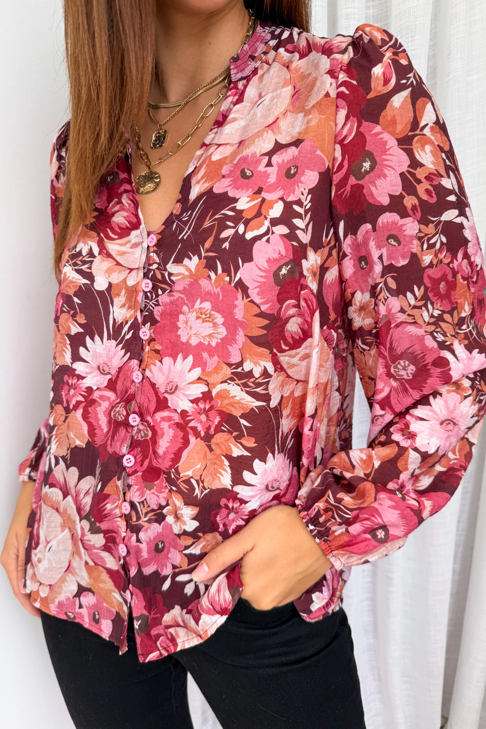 Judy Shirt - Burgundy Floral - Image 2
