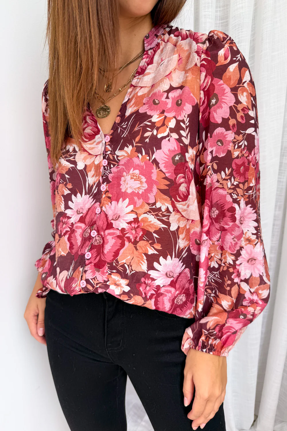Judy Shirt - Burgundy Floral - Image 3