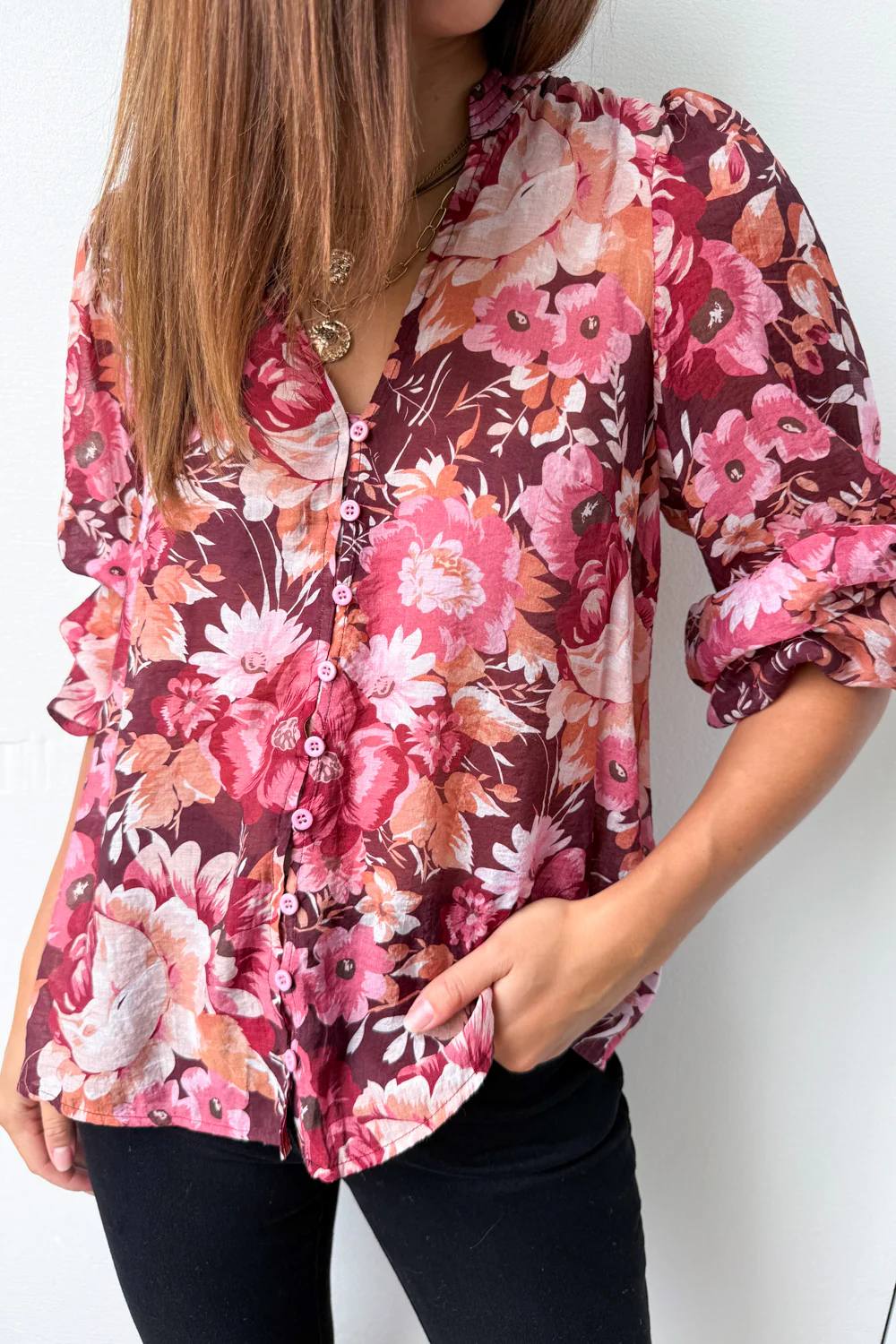 Judy Shirt - Burgundy Floral - Image 4