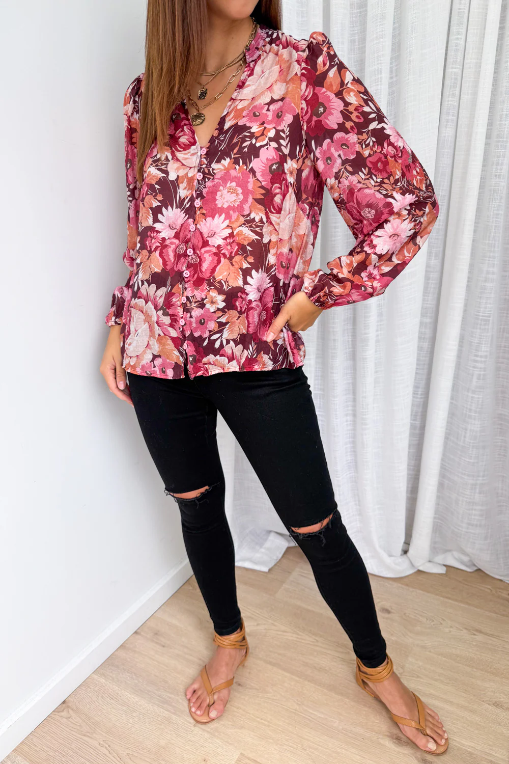 Judy Shirt - Burgundy Floral - Image 5