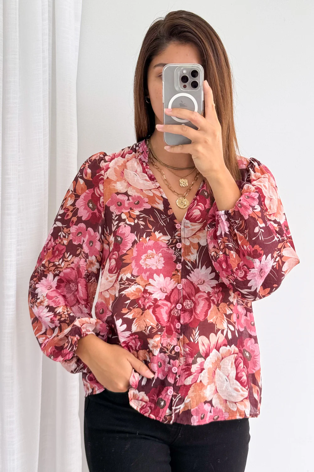 Judy Shirt - Burgundy Floral - Image 9