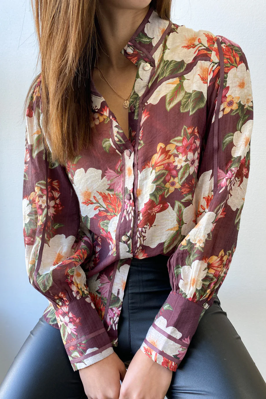 Julie Shirt - Burgundy Floral - Image 10