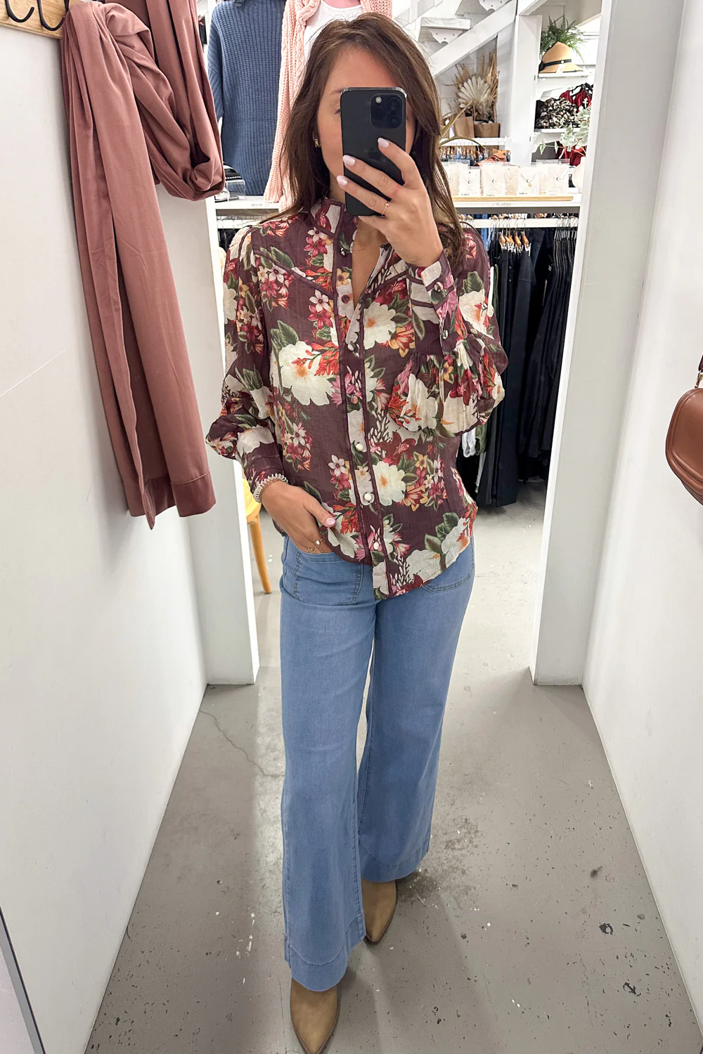 Julie Shirt - Burgundy Floral - Image 12