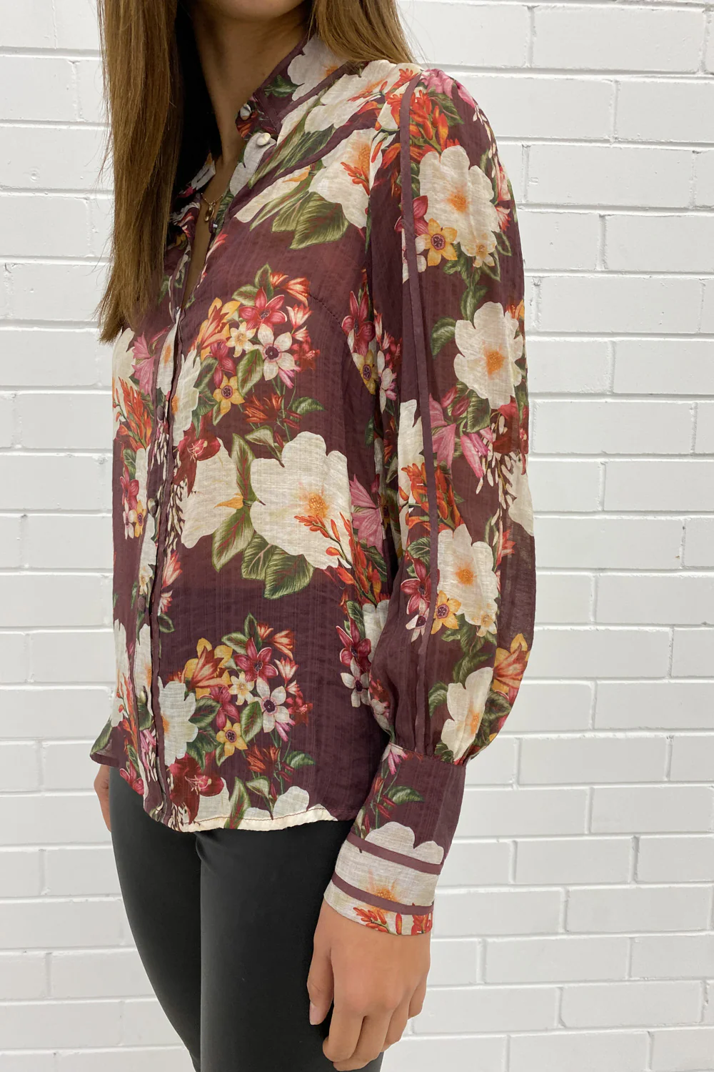 Julie Shirt - Burgundy Floral - Image 13
