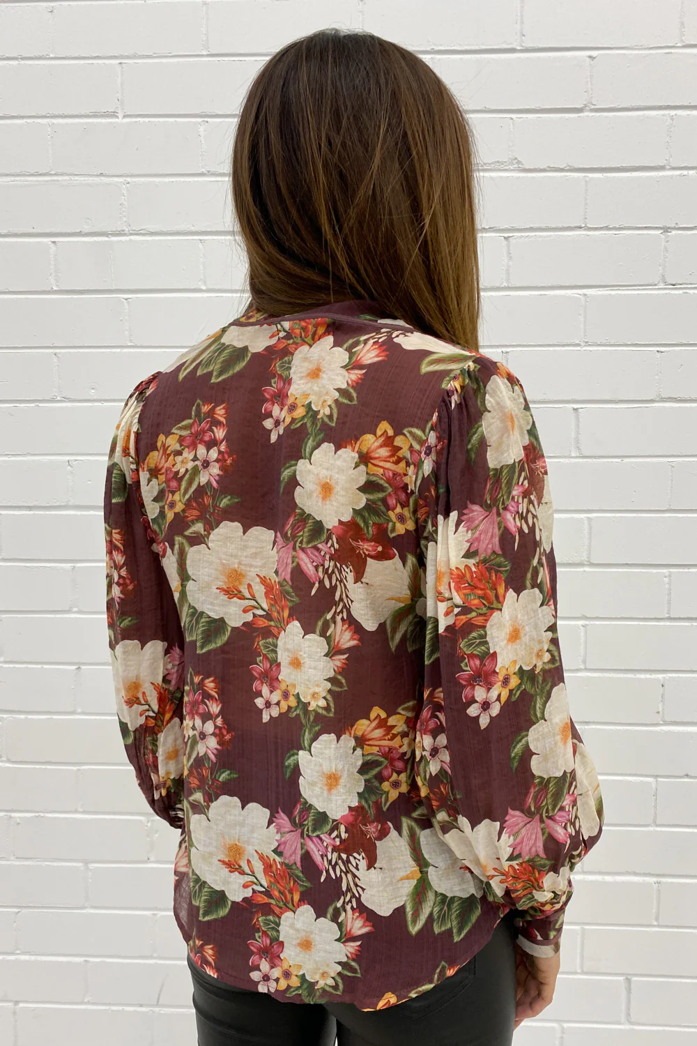 Julie Shirt - Burgundy Floral - Image 15