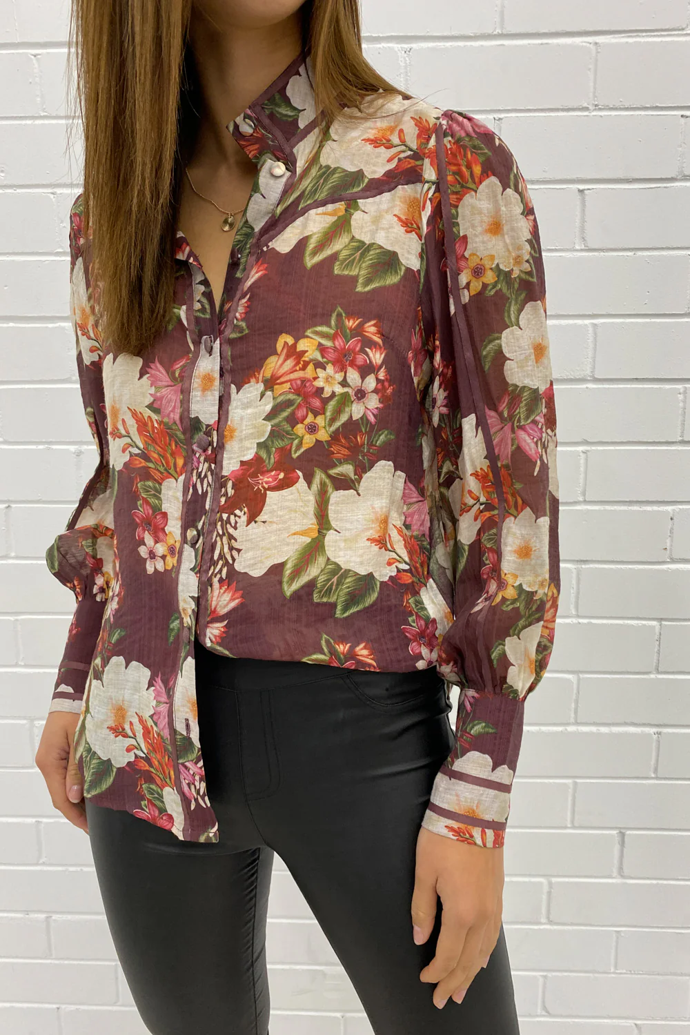 Julie Shirt - Burgundy Floral - Image 16