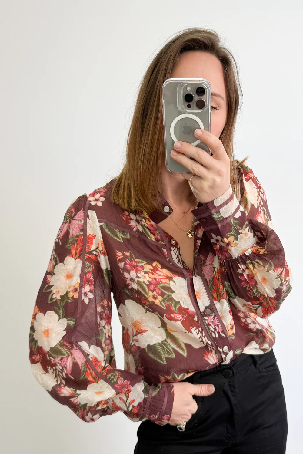 Julie Shirt - Burgundy Floral - Image 17