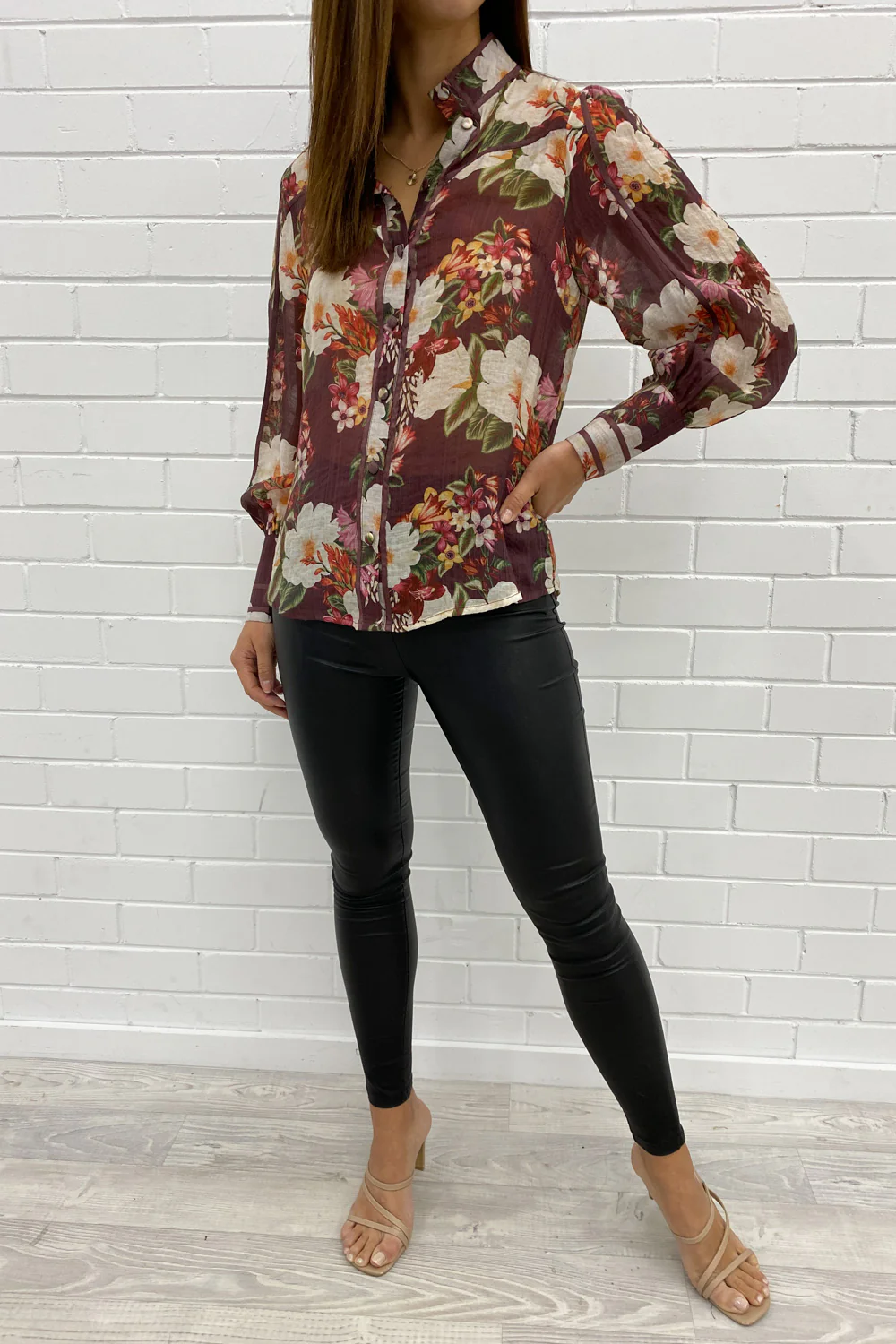 Julie Shirt - Burgundy Floral - Image 18