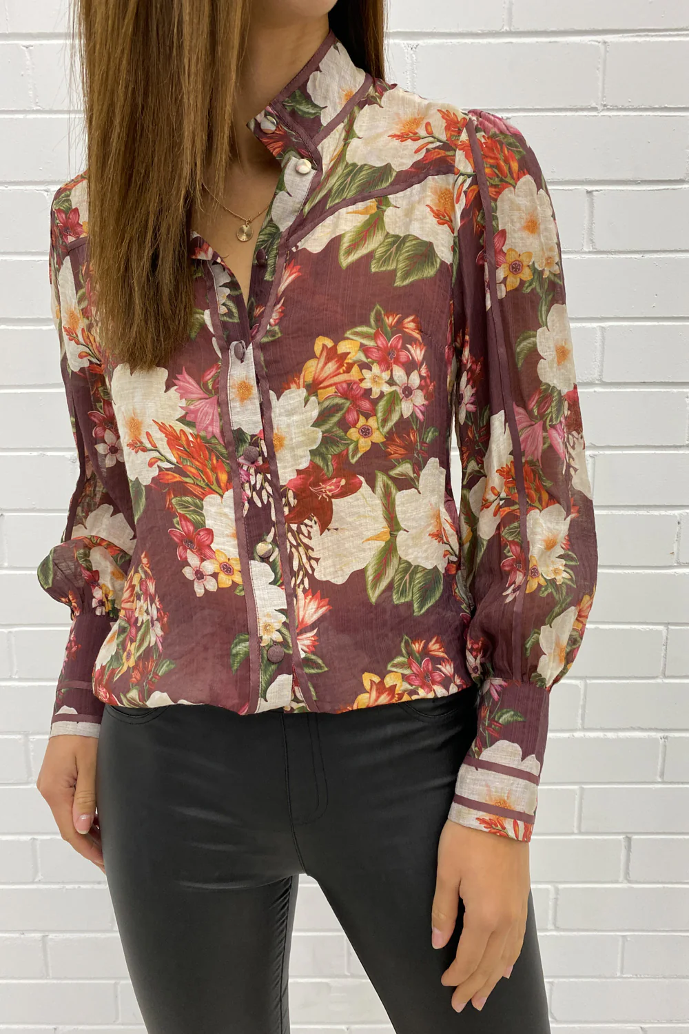 Julie Shirt - Burgundy Floral - Image 19