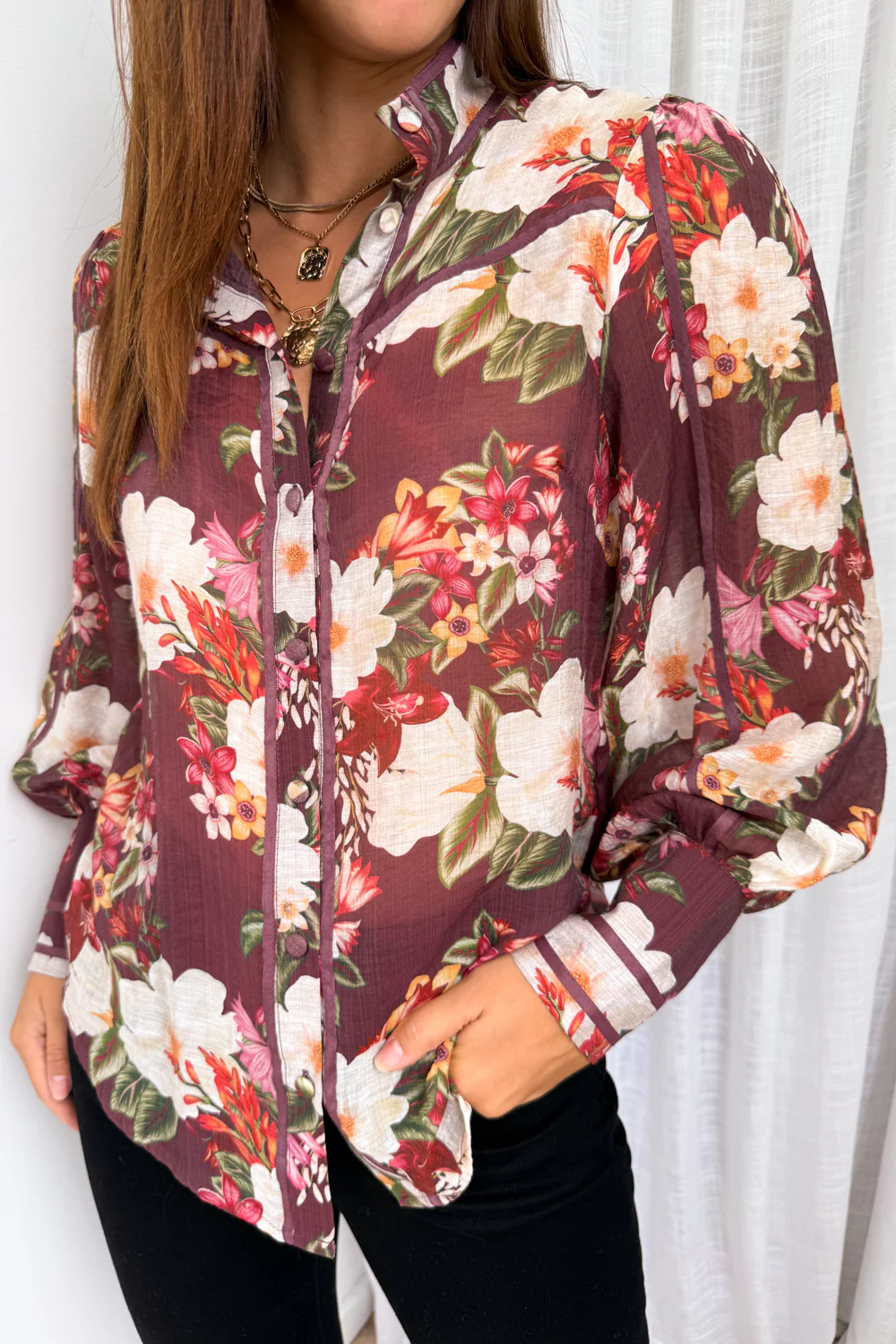 Julie Shirt - Burgundy Floral - Image 2
