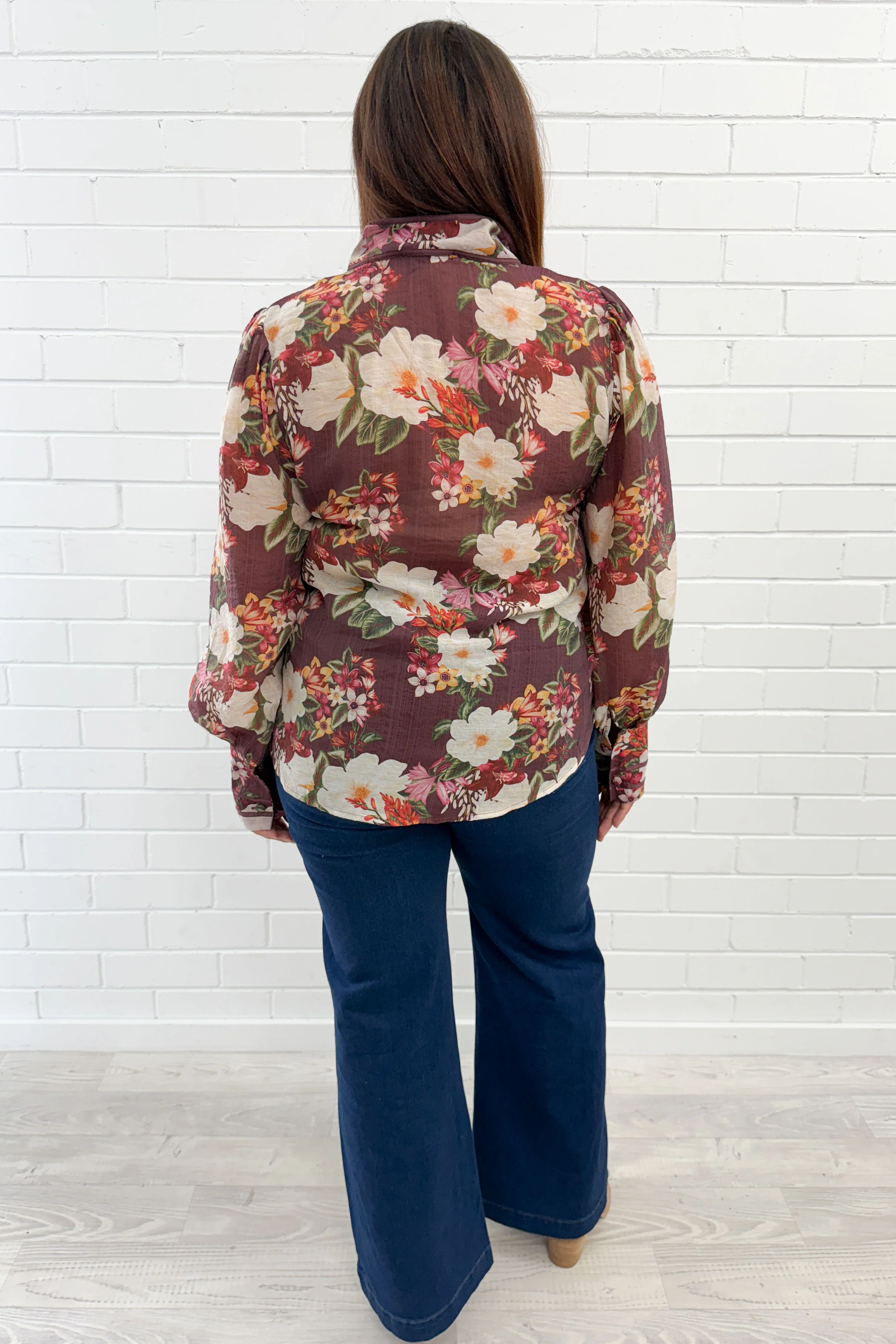 Julie Shirt - Burgundy Floral - Image 22