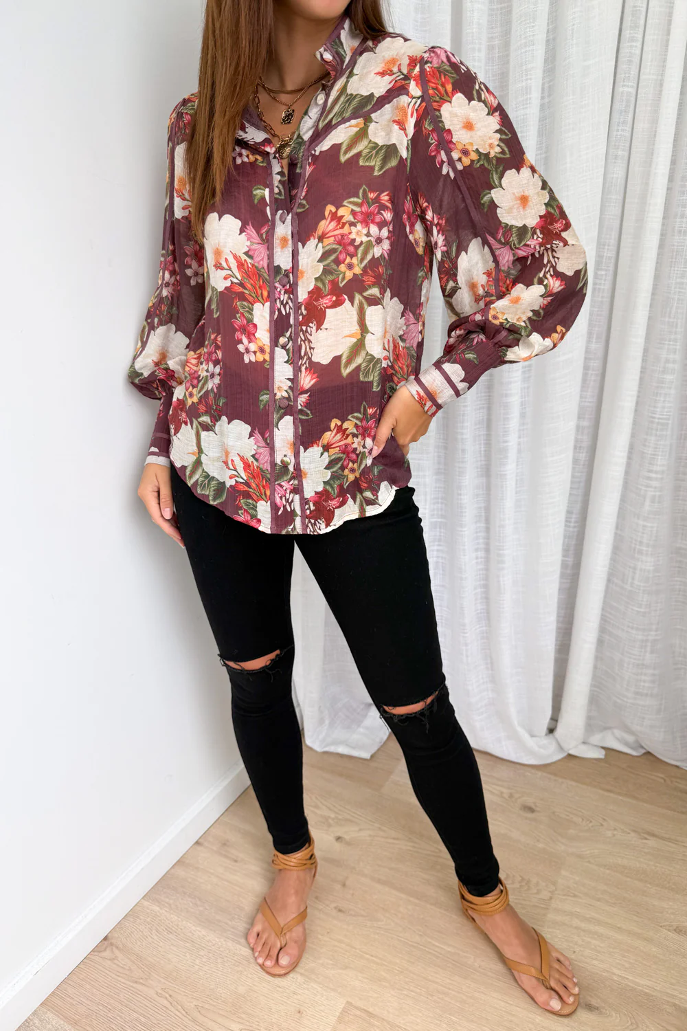 Julie Shirt - Burgundy Floral - Image 4