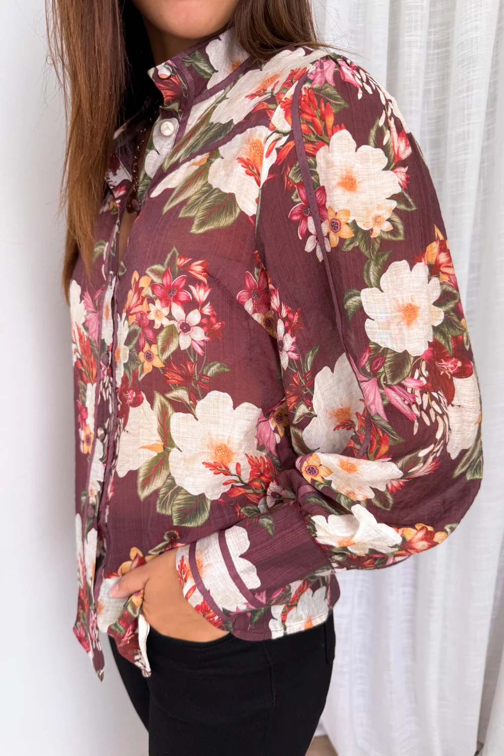 Julie Shirt - Burgundy Floral - Image 5