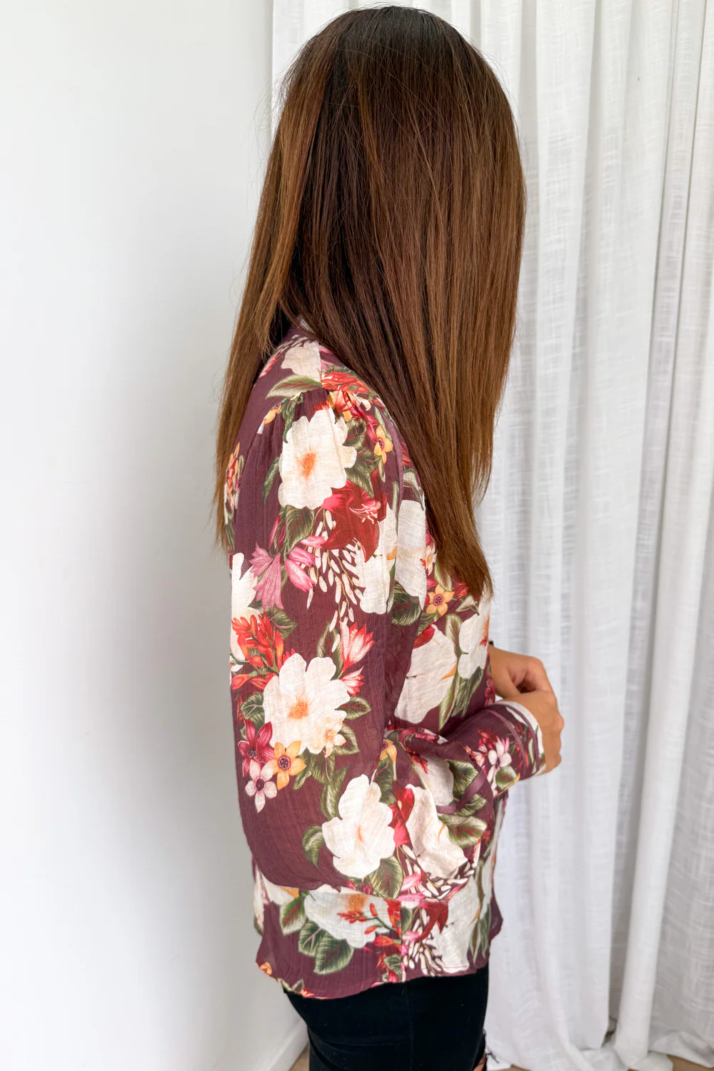 Julie Shirt - Burgundy Floral - Image 6