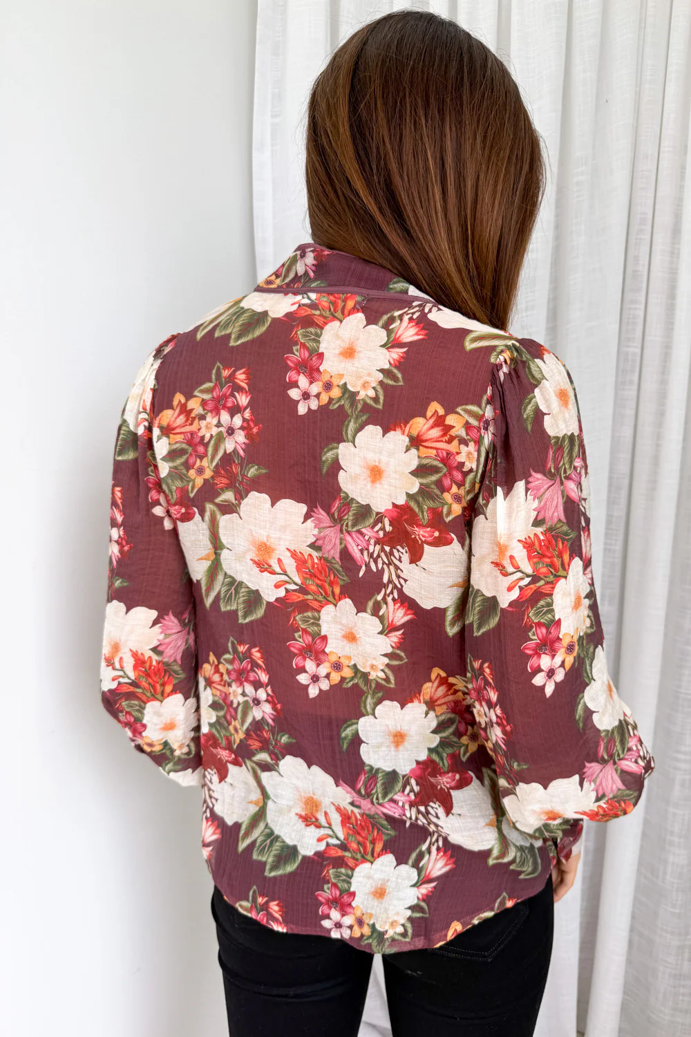 Julie Shirt - Burgundy Floral - Image 7