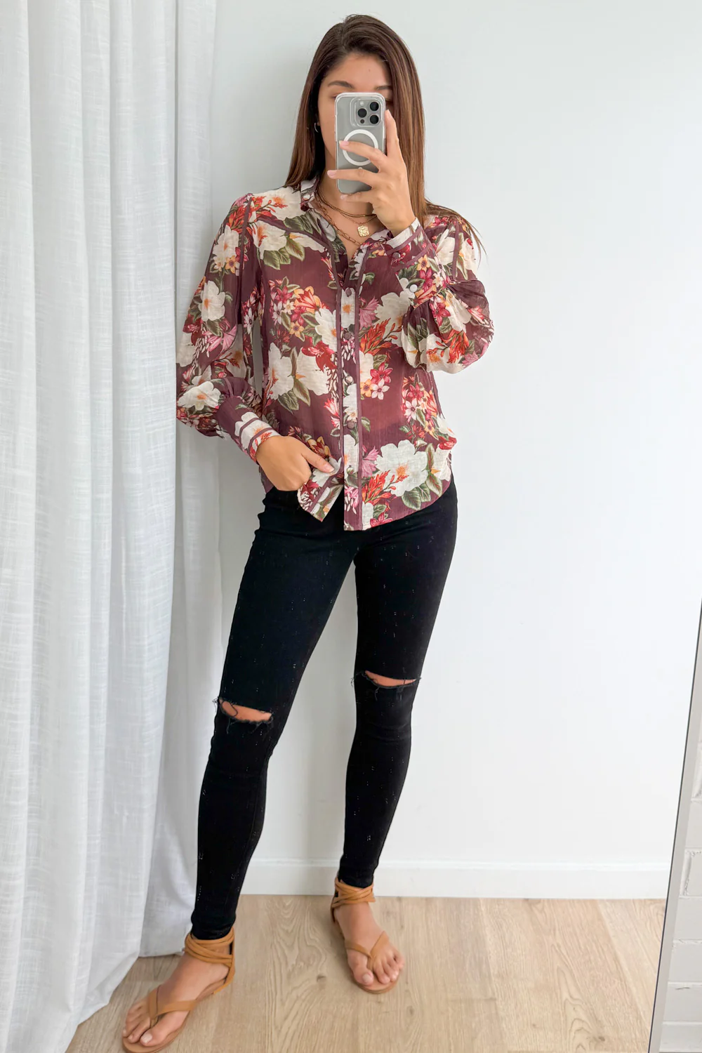 Julie Shirt - Burgundy Floral - Image 9
