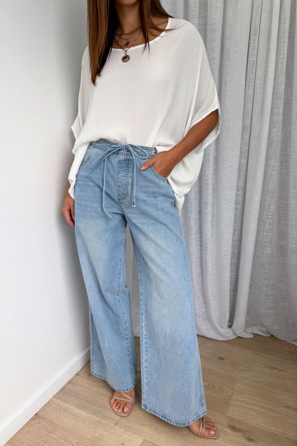 Kai High Rise Wide Leg Jeans - Light Denim - Image 5