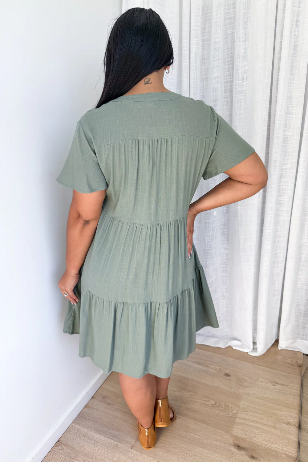 Kate Dress - Pale Khaki - Image 10