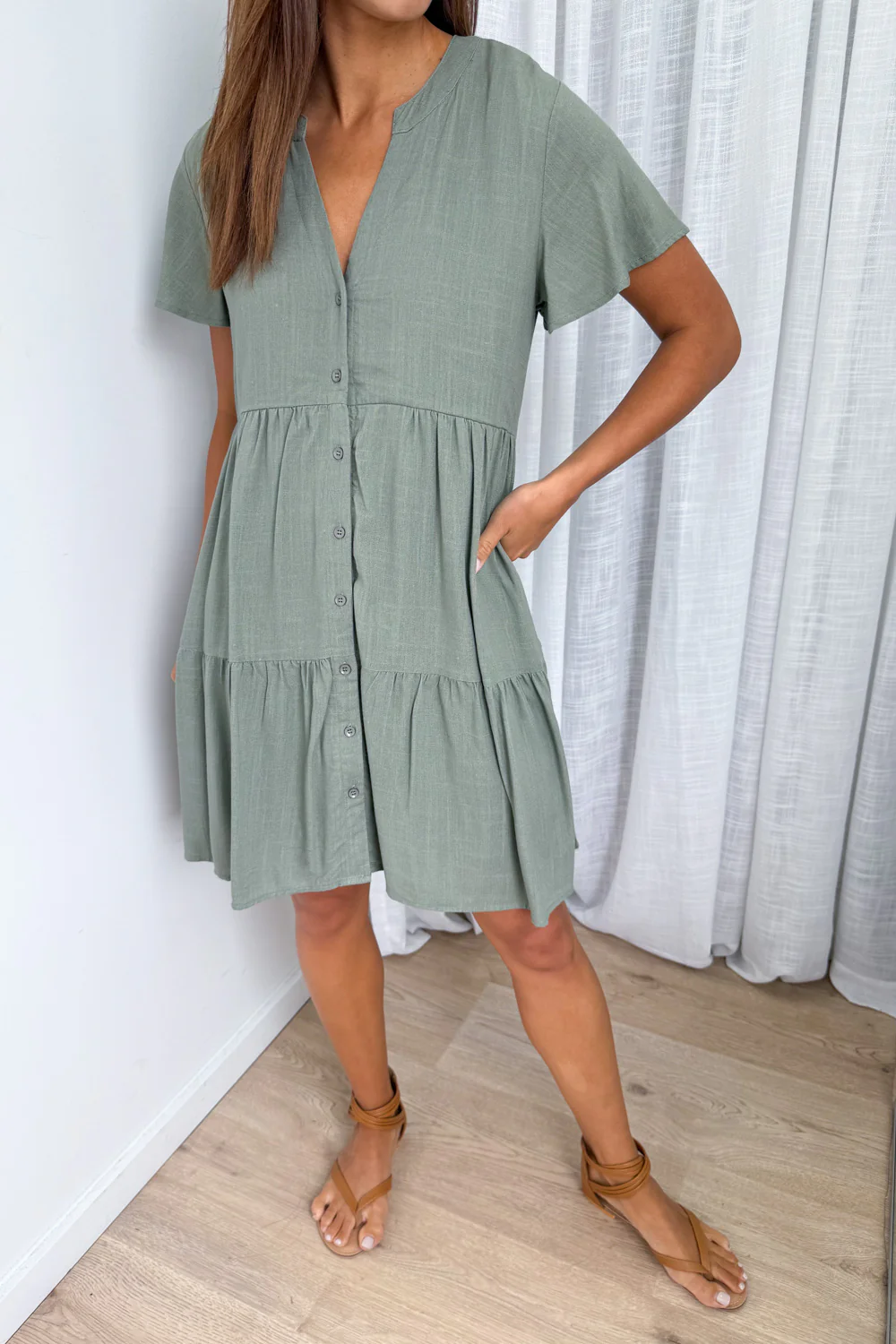 Kate Dress - Pale Khaki - Image 2