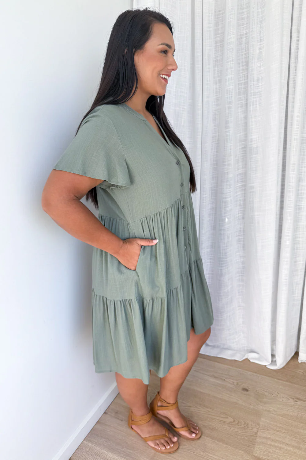 Kate Dress - Pale Khaki - Image 9
