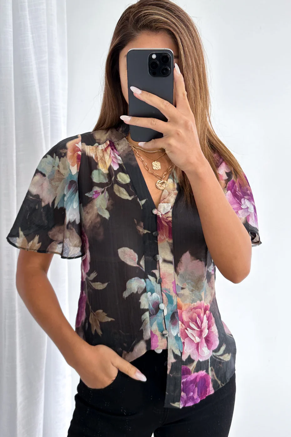 Keeley Blouse - Noir Bloom - Image 7