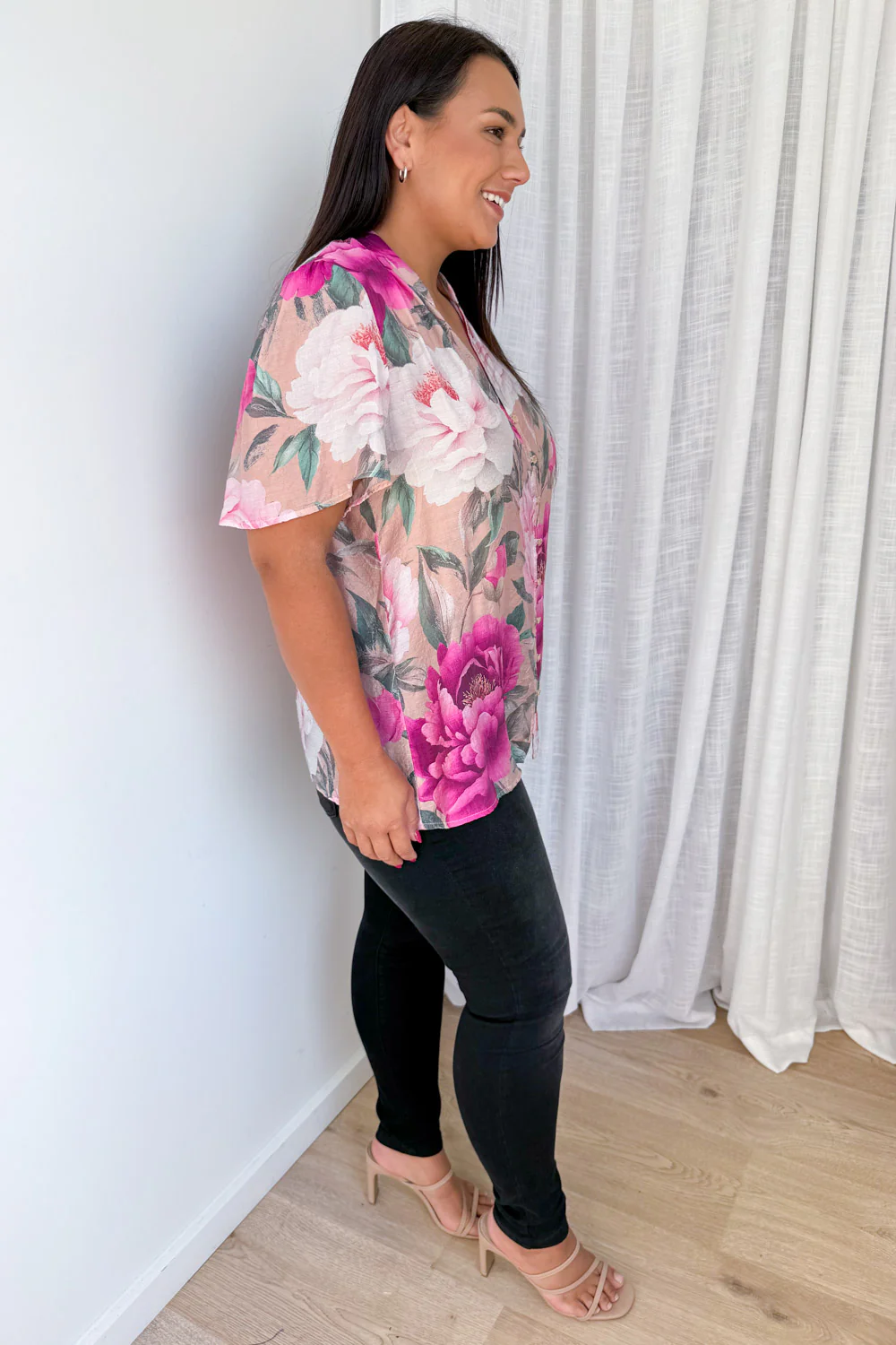 Keeley Blouse - Peach Magenta Bloom - Image 10