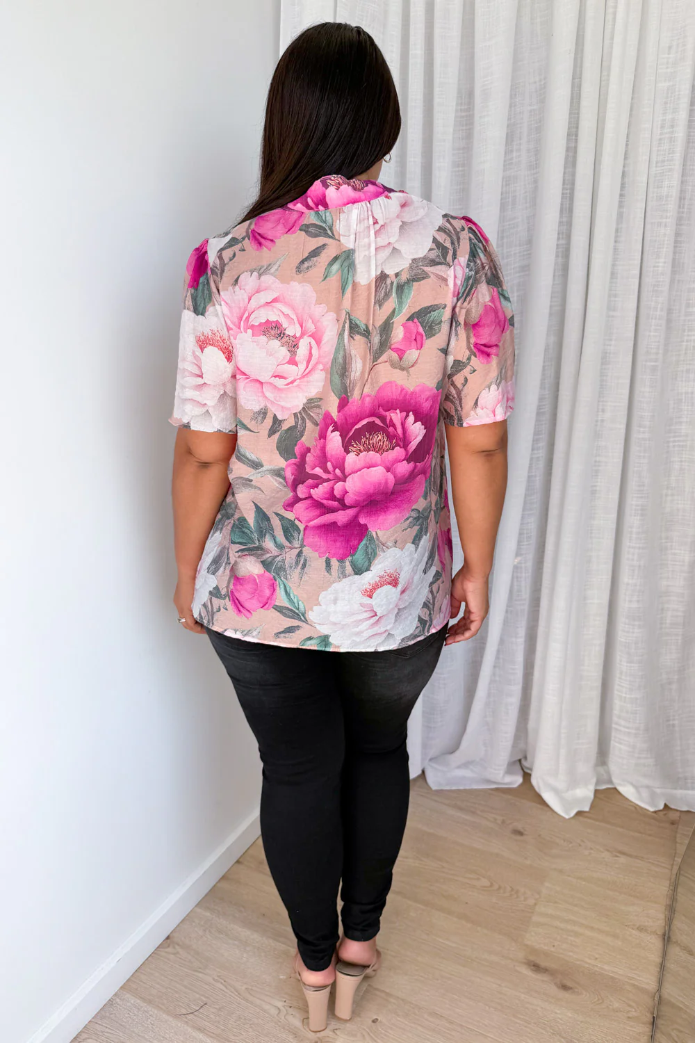 Keeley Blouse - Peach Magenta Bloom - Image 11
