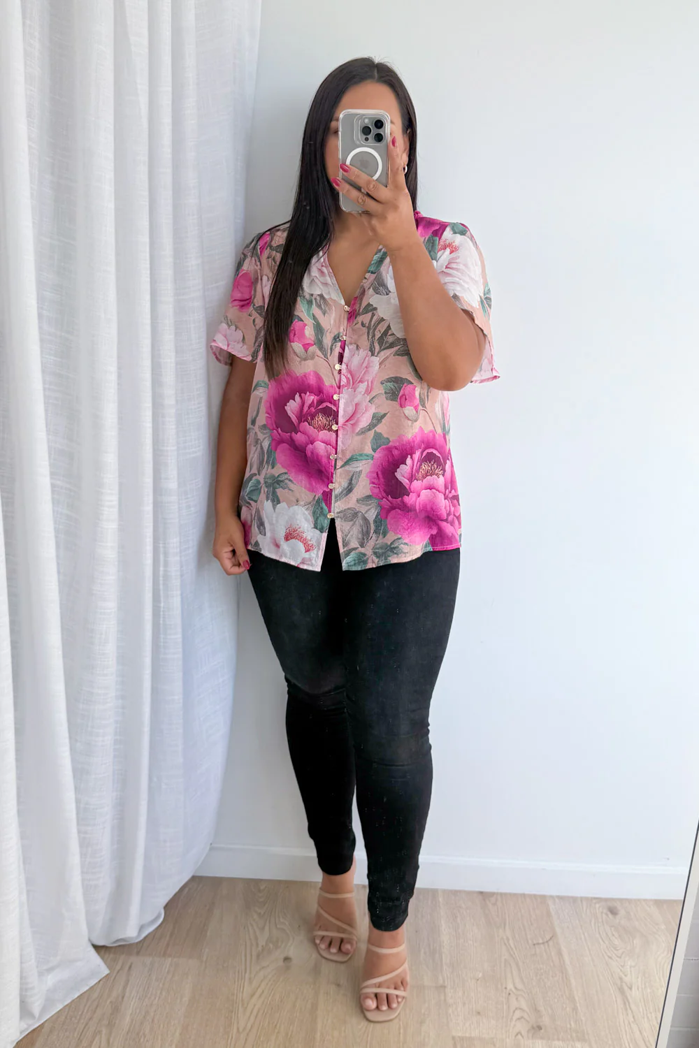 Keeley Blouse - Peach Magenta Bloom - Image 12