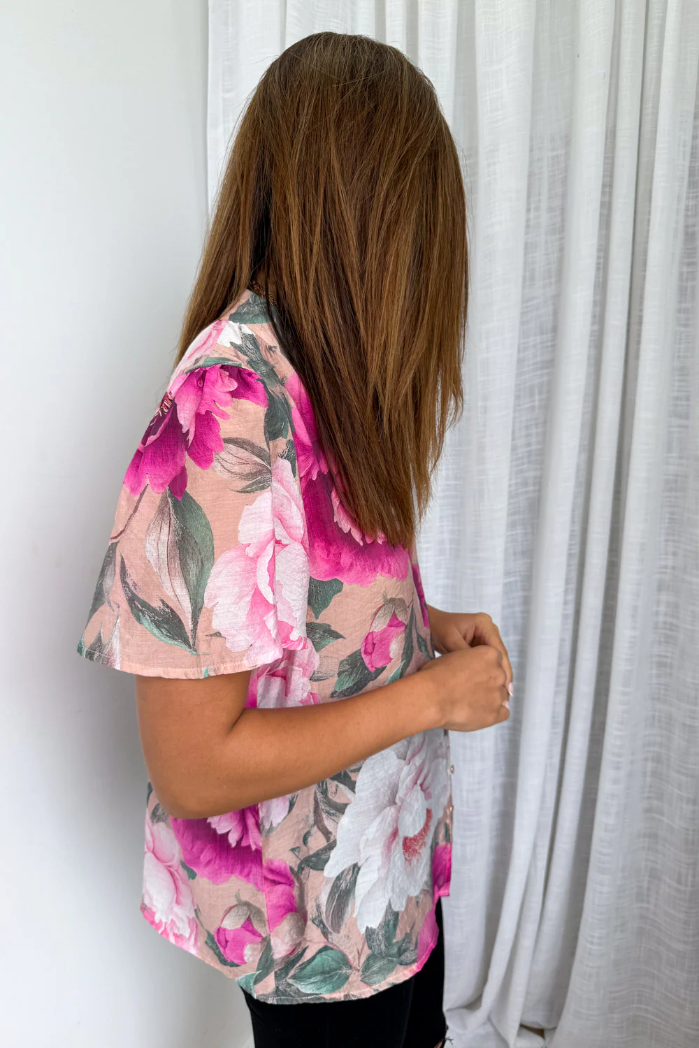 Keeley Blouse - Peach Magenta Bloom - Image 7