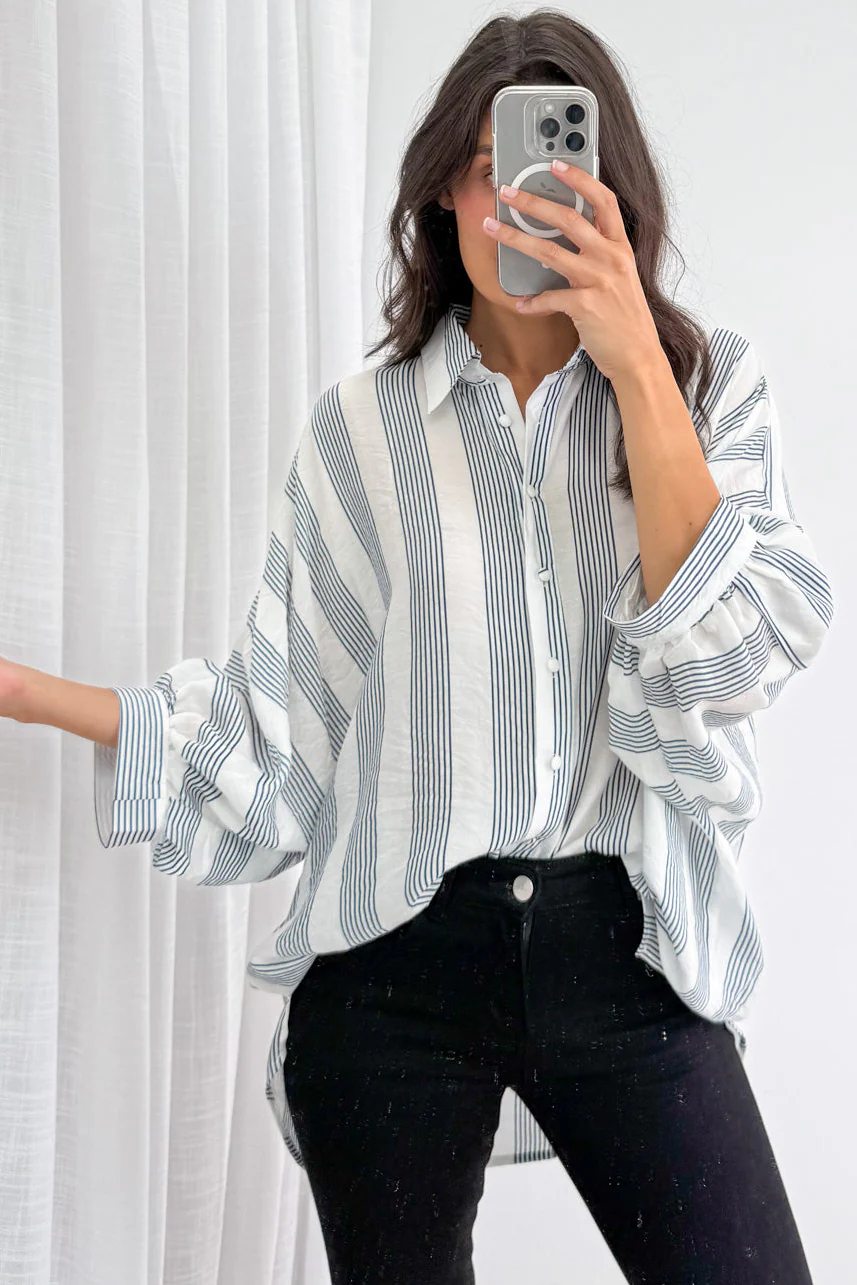 Kennedy Shirt - Blue White Stripe - Image 10