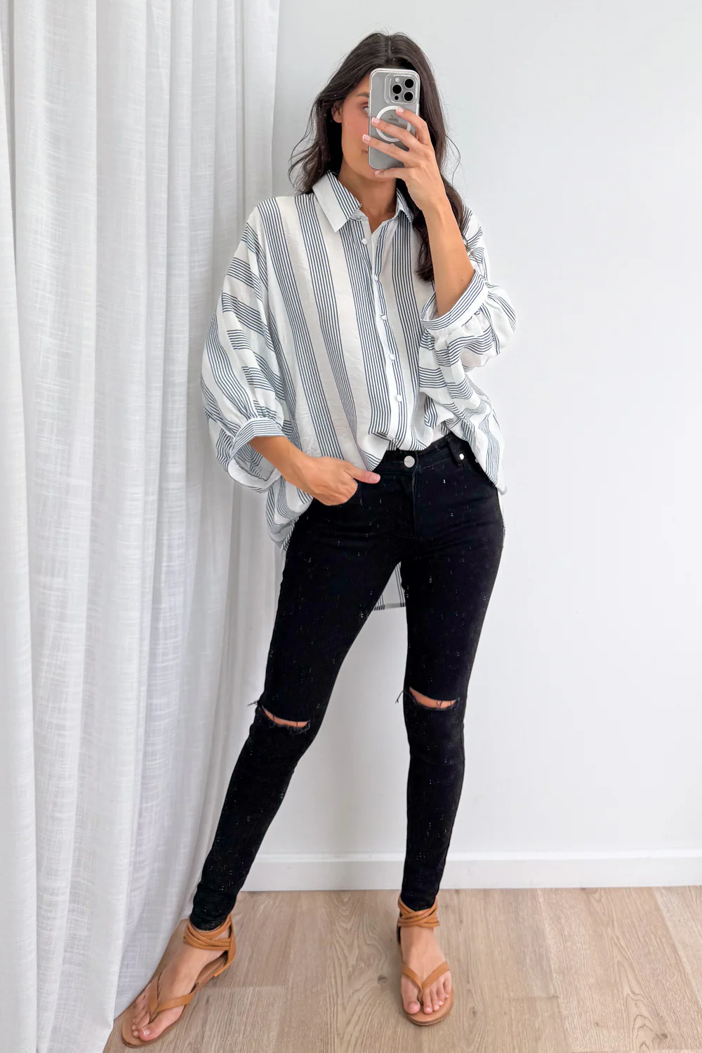 Kennedy Shirt - Blue White Stripe - Image 9