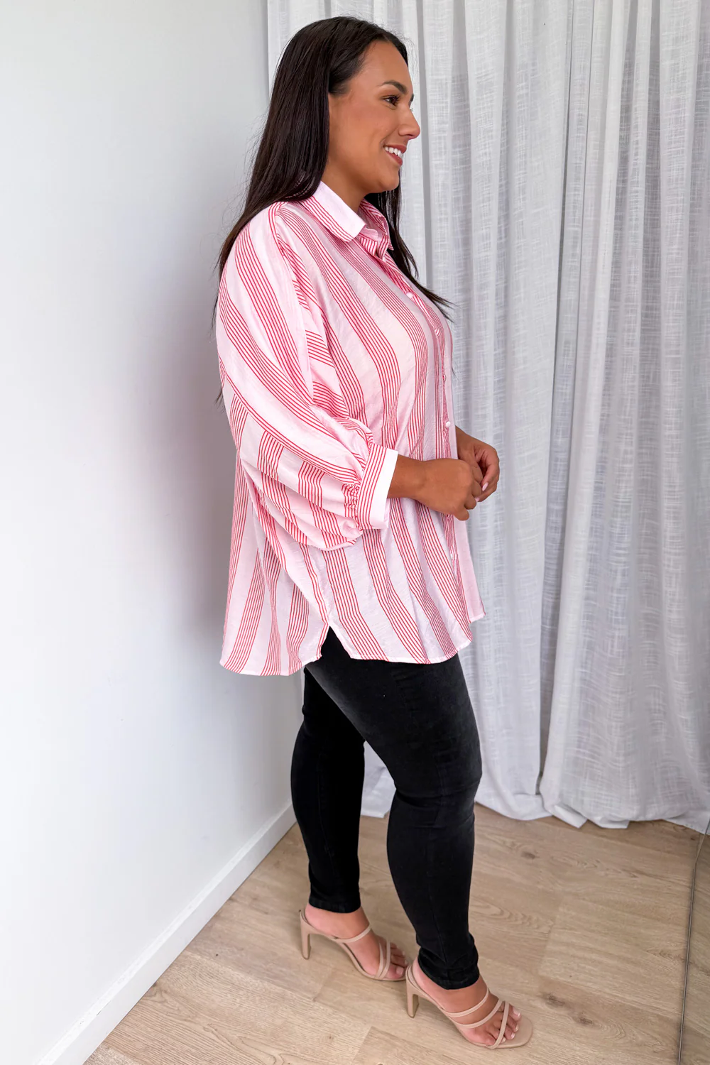 Kennedy Shirt  - Pink Red Stripe - Image 13