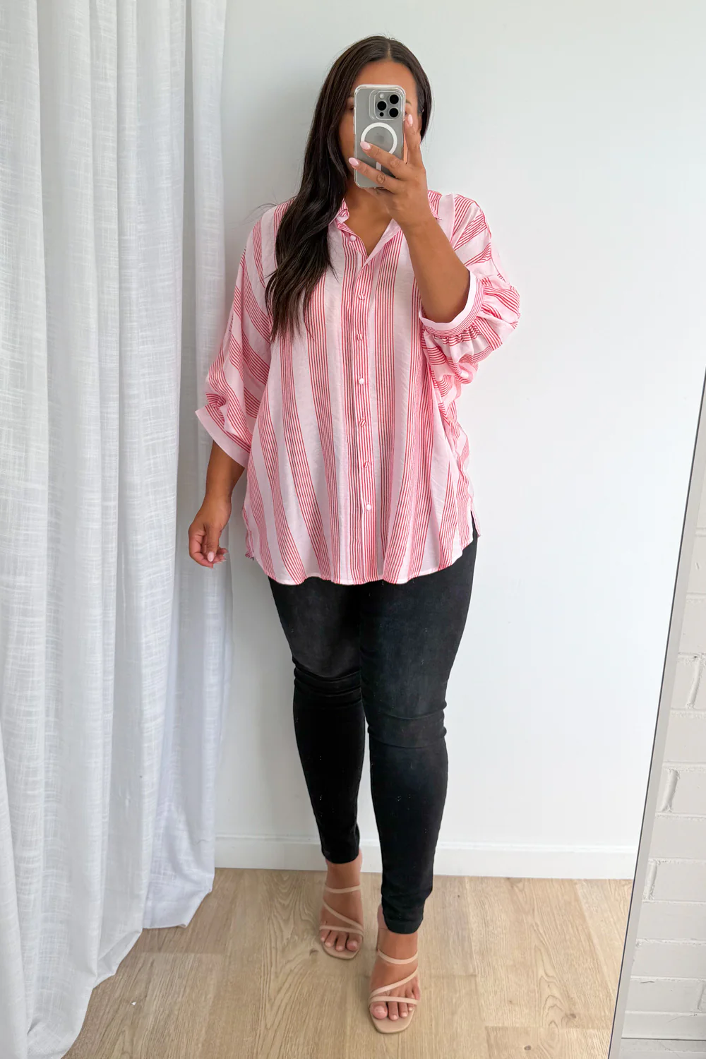 Kennedy Shirt  - Pink Red Stripe - Image 15