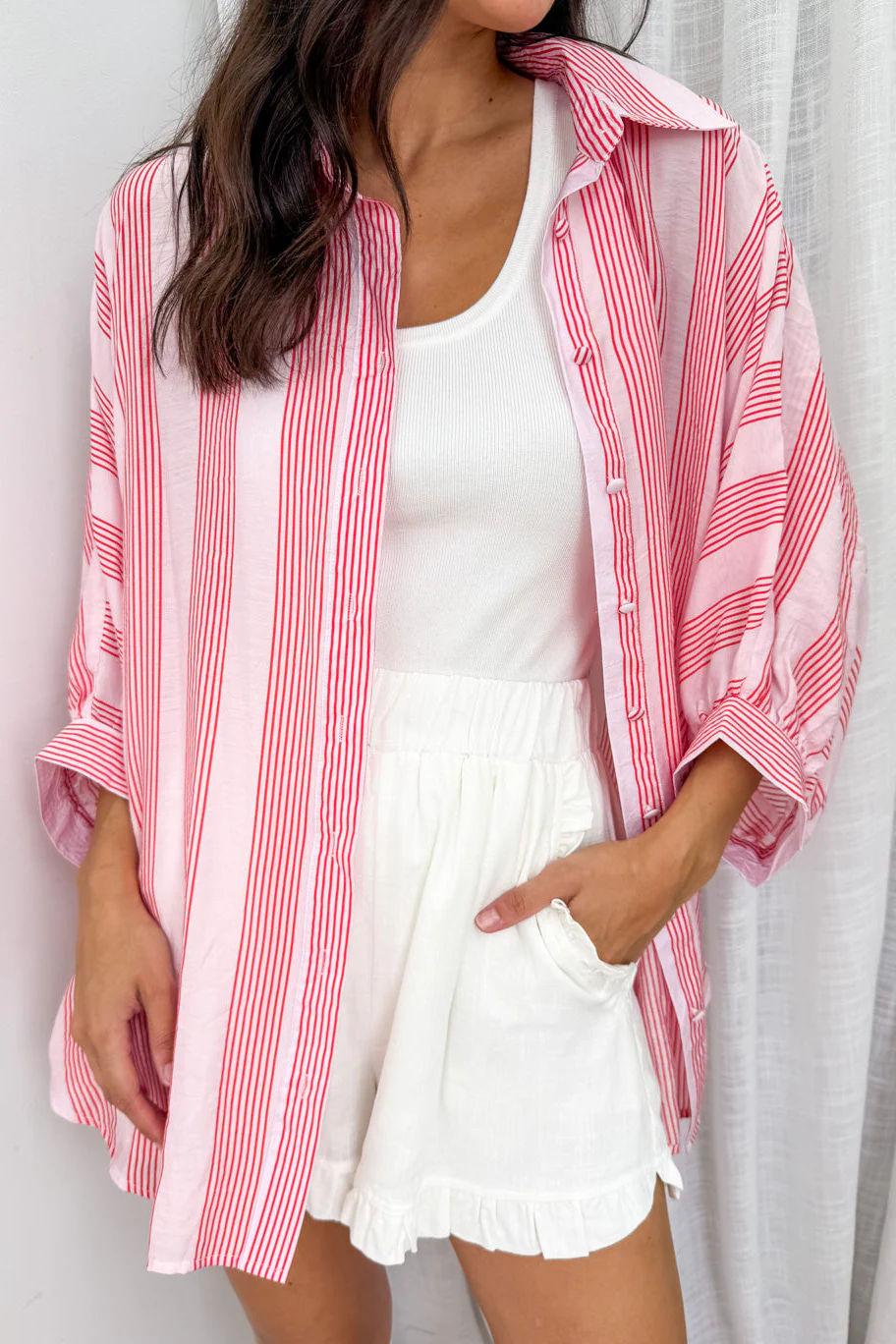 Kennedy Shirt  - Pink Red Stripe - Image 3