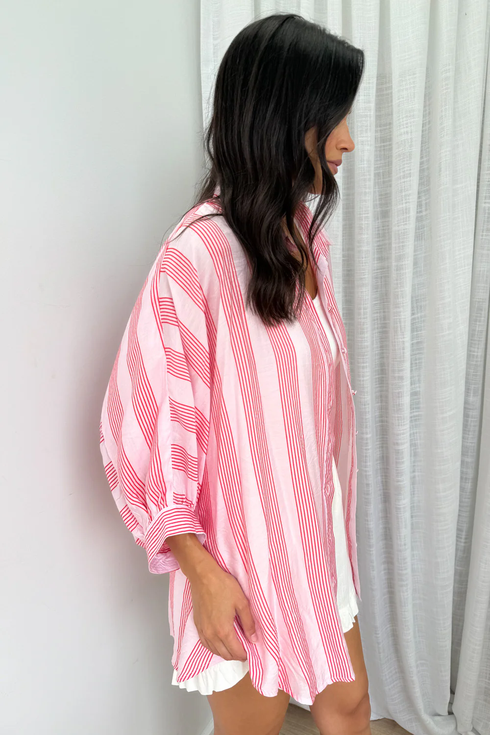 Kennedy Shirt  - Pink Red Stripe - Image 7
