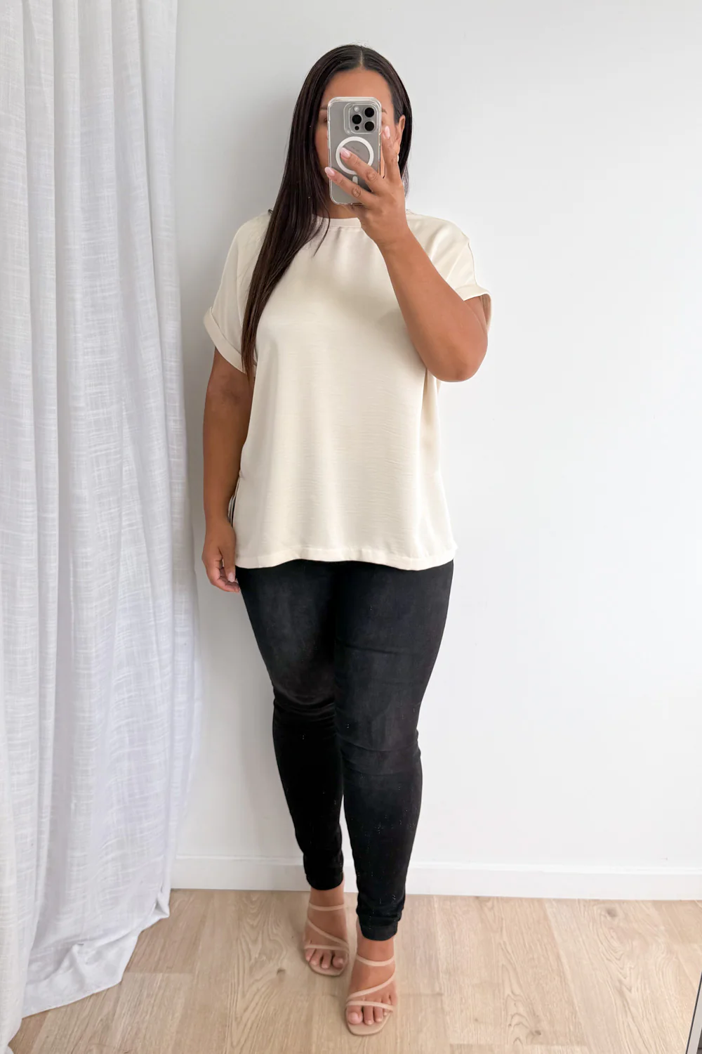 Khloe Satin Tee - Champagne - Image 13