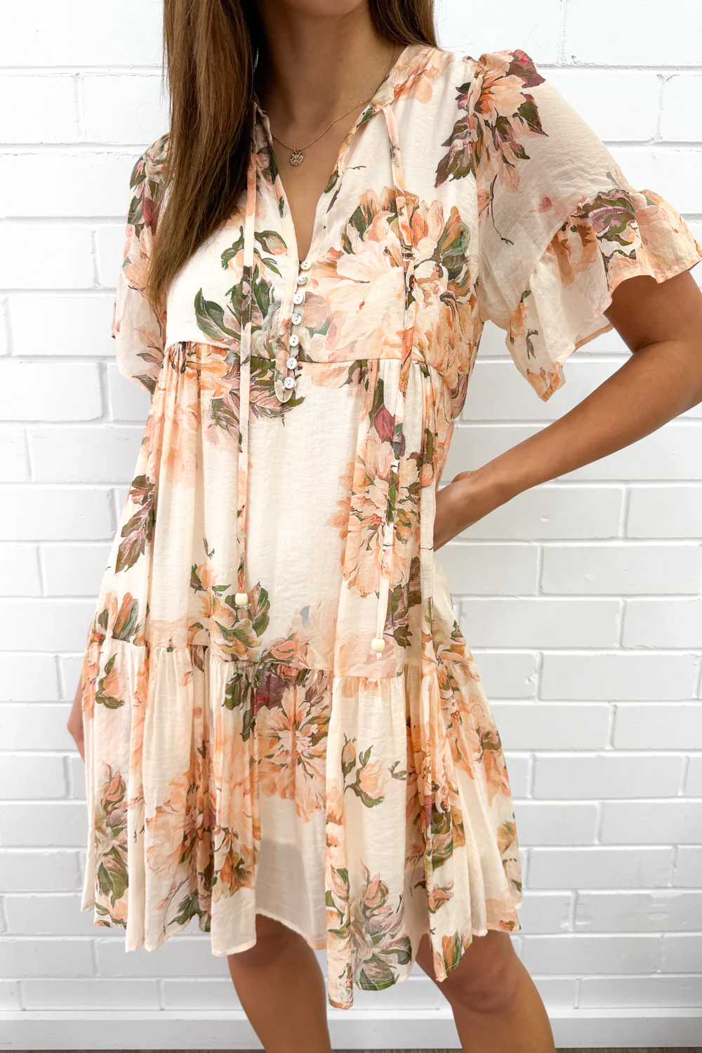 Kirstin Dress - Peach Floral - Image 3