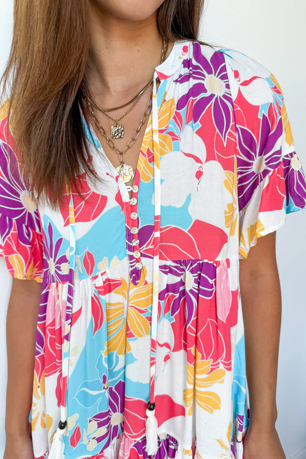 Kirsty Dress - Hot Pink Multi Tropic - Image 3