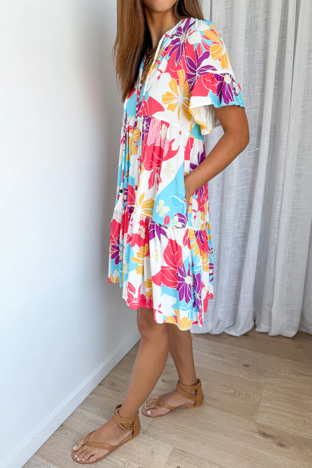 Kirsty Dress - Hot Pink Multi Tropic - Image 4